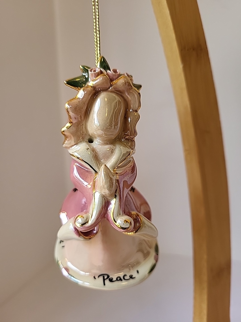 Blue Sky 2001 Heather Goldminc Pink Peace Angel Ornament Signed